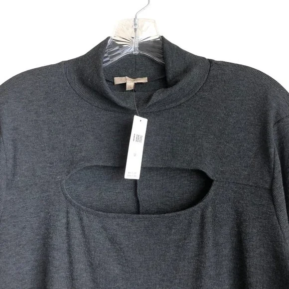 NWT Anthropologie Bordeaux Womens Sweater Dress XL Gray Mock Neck Maxi Stretch - Picture 4 of 10